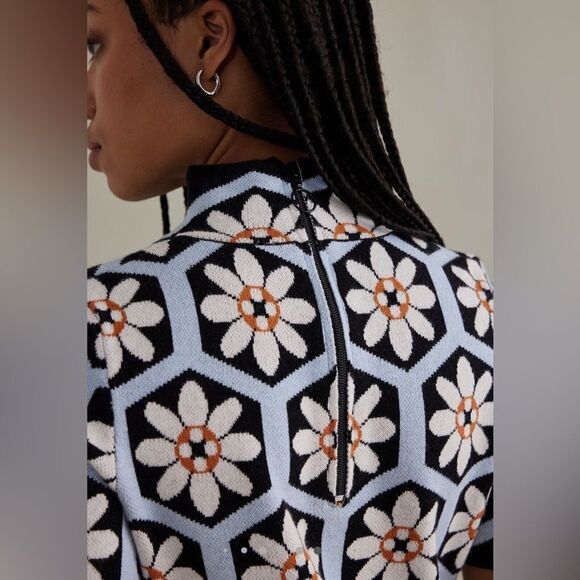 Anthropologie The Nina Short-Sleeve Mock-Neck Mod Mini Dress NWT - Picture 10 of 12